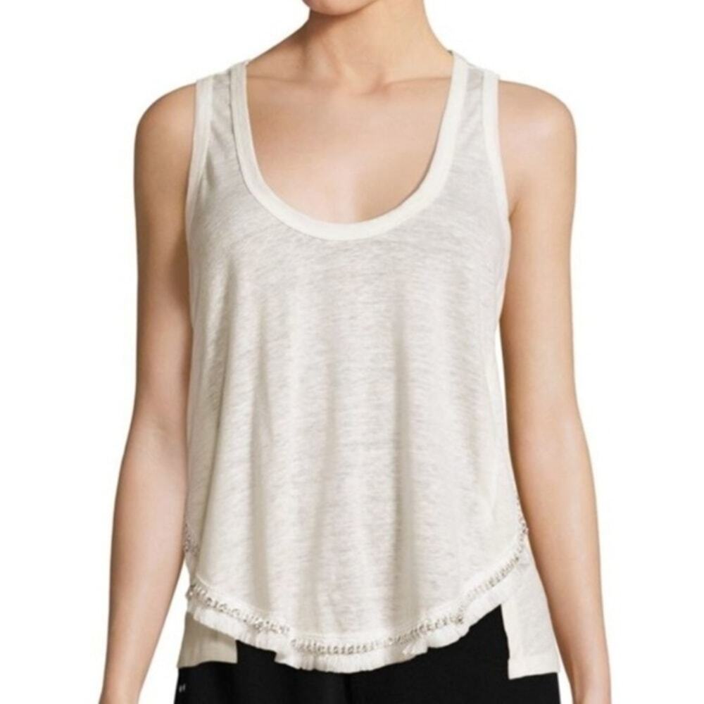 10 Crosby Derek Lam Chain & Fringe Trim Linen Tank